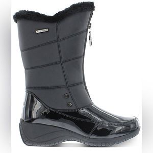 KHOMBU Women’s Black Waterproof Peggy Round Toe Black Heel Winter & Snow Boots